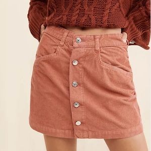 Free People Myrrh Ray Dusty Pink Corduroy Skirt Size 10 New With Tags Boho